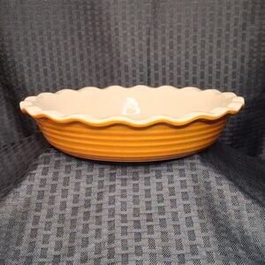Emile Henry Scalloped Edge Pie Dish France 31-66 Provence Yellow Glaze 10”